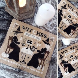 Witches&#39; Tea Time - PDF DIGITAL Cross Stitch Pattern