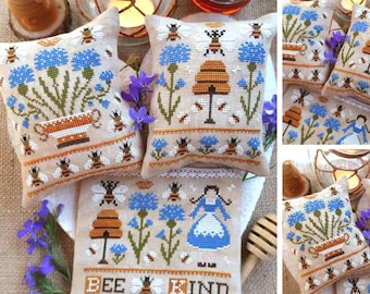 Cornflower Bee - PDF DIGITAL Cross Stitch Pattern