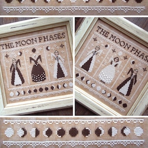 The Moon Phases - New Moon and Full Moon Cycles - Digital Cross Stitch Pattern