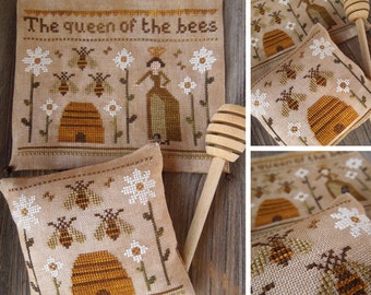 The Queen of the Bees - PDF DIGITAL Primitive Cross Stitch Pattern