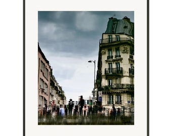 Seine Reflections Print: Paris Street Scene Reflection Art Aluminum Frame, Matte Archival Paper