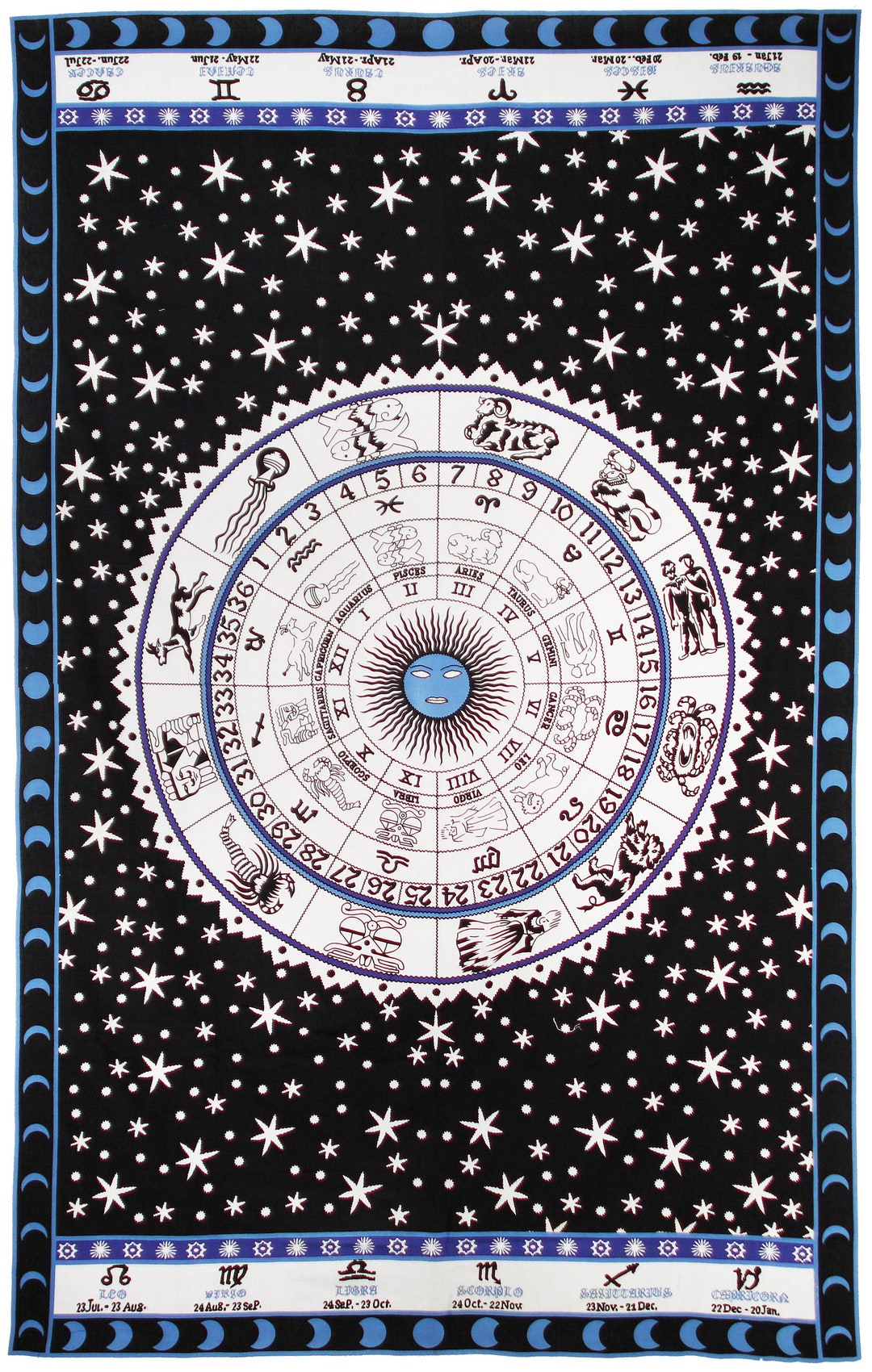 Zodiac Astrology Mandala Indian Tapestry Wall Hanging New Age(00)