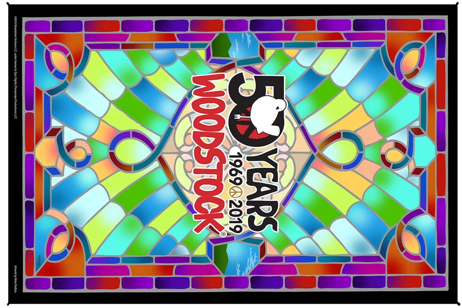 Woodstock Stained Glass 50th Anniversary Tapestry Wall Hanging Etsy