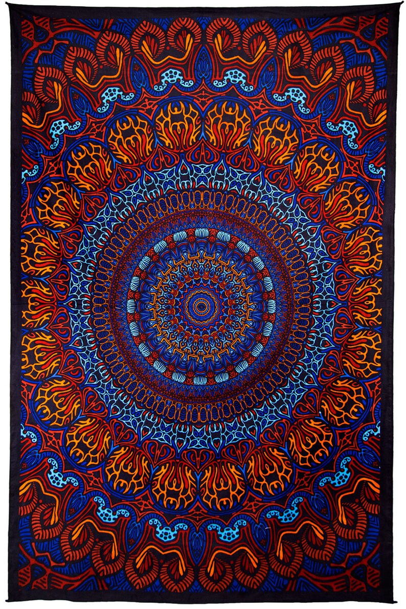 3D Eclipse Mandala Tapestry Wall Hanging Psychedelic Art Etsy