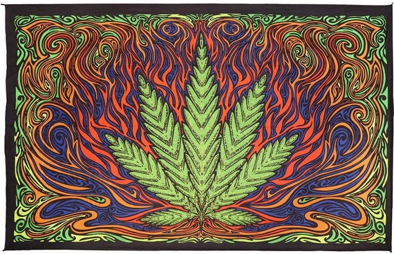 3D Fire Leaf Tapestry Wall Hanging Psychedelic Art Screen Print