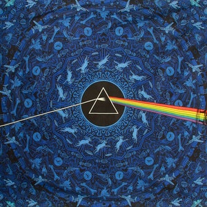 Pink Floyd Dark Side of the Moon Album Lyrics Tapestry Wall Hanging Memorabilia Psychedelic Trippy Art Rock N Roll Art Rainbow Prism