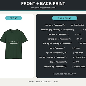 Programmer T-Shirt – My Default Value Is Standard, Heritage Code Edition