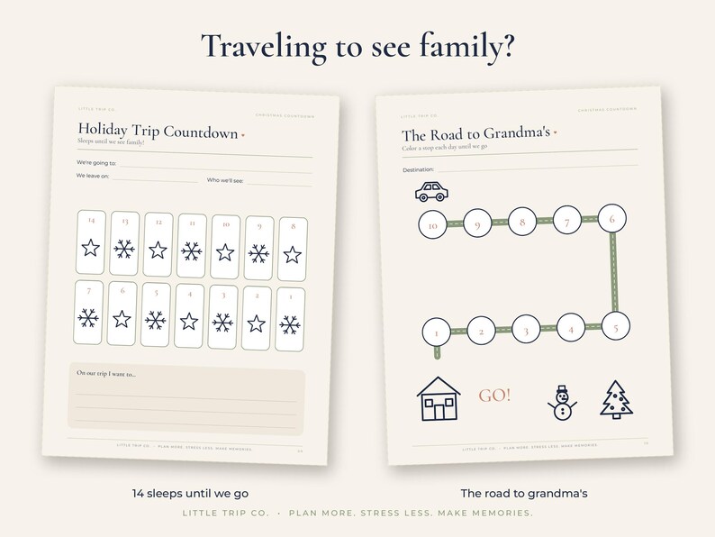 Christmas Countdown for Kids, Printable Advent Calendar Activity Slips, Holiday Trip Sleeps Chart image 5