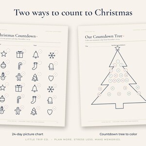 Christmas Countdown for Kids, Printable Advent Calendar Activity Slips, Holiday Trip Sleeps Chart image 3