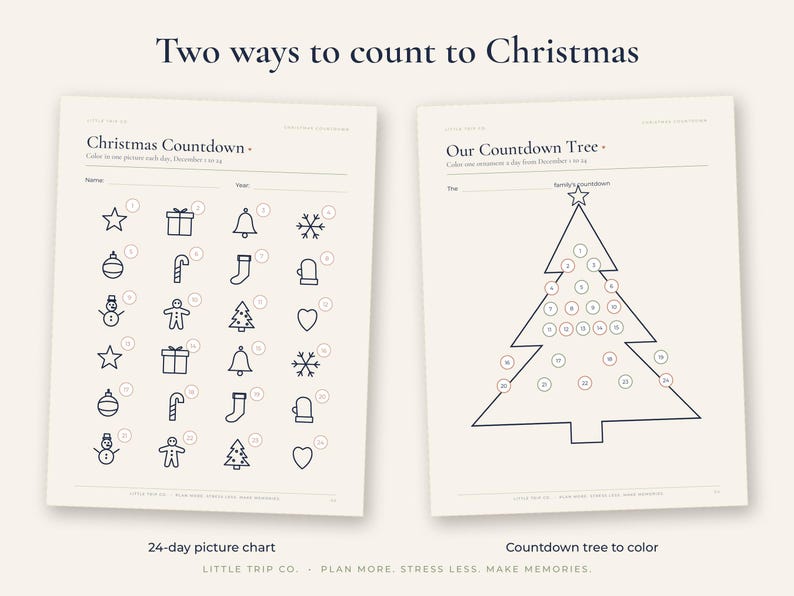Christmas Countdown for Kids, Printable Advent Calendar Activity Slips, Holiday Trip Sleeps Chart image 3
