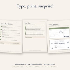 Surprise Trip Reveal Kit, Editable Boarding Pass, Kids Vacation Scavenger Hunt Clues, Christmas Gift image 5