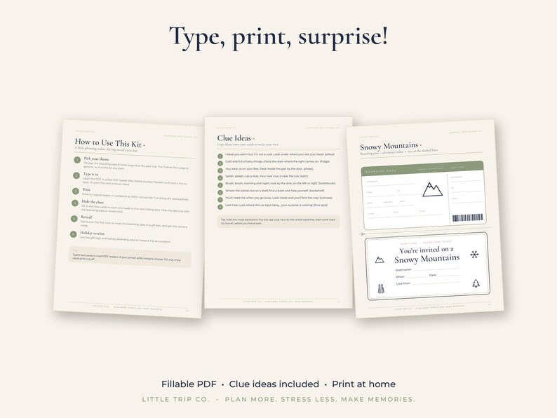 Surprise Trip Reveal Kit, Editable Boarding Pass, Kids Vacation Scavenger Hunt Clues, Christmas Gift image 5