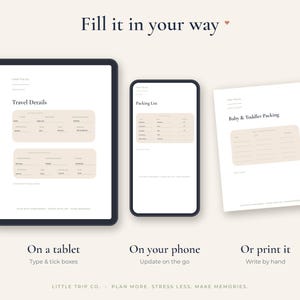 Family Travel Planner Printable, Vacation Itinerary, Packing List, Trip Budget Organizer, Fillable PDF image 4
