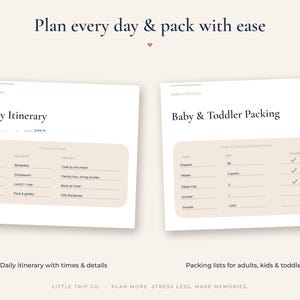 Family Travel Planner Printable, Vacation Itinerary, Packing List, Trip Budget Organizer, Fillable PDF image 3