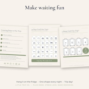 Trip Countdown Calendar for Kids, Printable Vacation Chart, 7 14 30 Day Fillable Download image 5