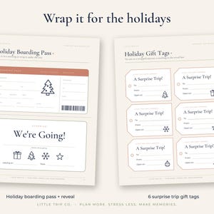 Surprise Trip Reveal Kit, Editable Boarding Pass, Kids Vacation Scavenger Hunt Clues, Christmas Gift image 4