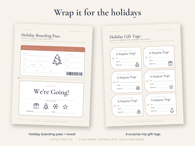 Surprise Trip Reveal Kit, Editable Boarding Pass, Kids Vacation Scavenger Hunt Clues, Christmas Gift image 4