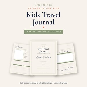 Kids Travel Journal Printable, Vacation Diary for Children, Road Trip Activity Book, Fillable Download
