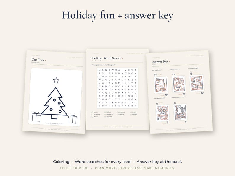Christmas Travel Activity Pack, Kids Airplane Car Activities, Holiday I Spy Maze Coloring Pages image 5