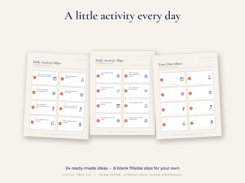 Christmas Countdown for Kids, Printable Advent Calendar Activity Slips, Holiday Trip Sleeps Chart image 4