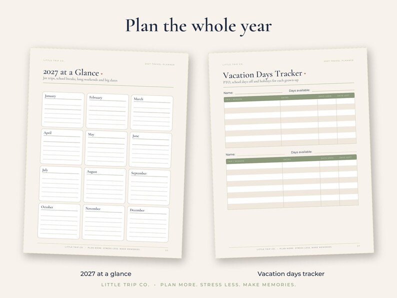 2027 Family Travel Planner, Fillable Vacation Budget, Time Off Tracker, Packing List, Trip Wishlist image 3