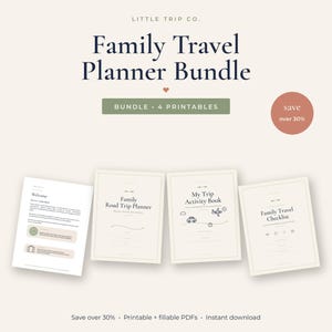 Paquete de planificación de viajes familiares, imprimible para viajes por carretera, paquete de actividades para niños, lista de verificación de alergias, descarga rellenable