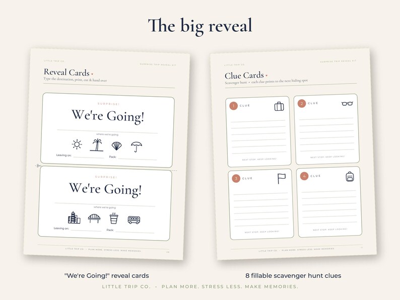 Surprise Trip Reveal Kit, Editable Boarding Pass, Kids Vacation Scavenger Hunt Clues, Christmas Gift image 3