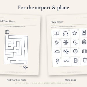 Christmas Travel Activity Pack, Kids Airplane Car Activities, Holiday I Spy Maze Coloring Pages image 3