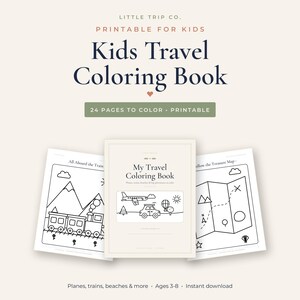 Kids Travel Coloring Book Printable, Road Trip Activity for Toddlers, Airplane Busy Pages, Download