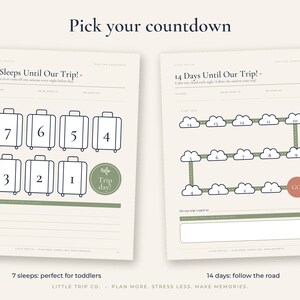 Trip Countdown Calendar for Kids, Printable Vacation Chart, 7 14 30 Day Fillable Download image 3