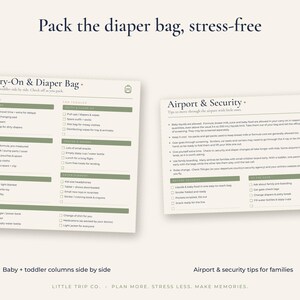 Lista de verificación para viajar en avión con un bebé, lista imprimible para viajes en avión con niños pequeños, PDF rellenable, lista para empacar la bolsa de pañales imagen 3