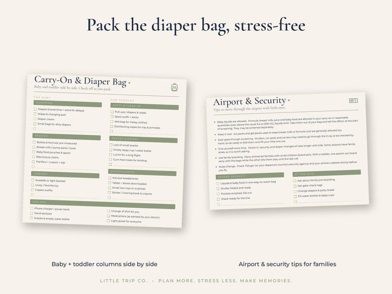 Lista de verificación para viajar en avión con un bebé, lista imprimible para viajes en avión con niños pequeños, PDF rellenable, lista para empacar la bolsa de pañales imagen 3