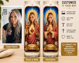 Custom Prayer Candle, Personalized Saint or Sports Candle (Customizable)