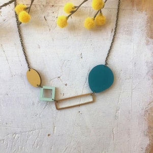 Statement Geometric Wooden Necklace, Birthday Gift