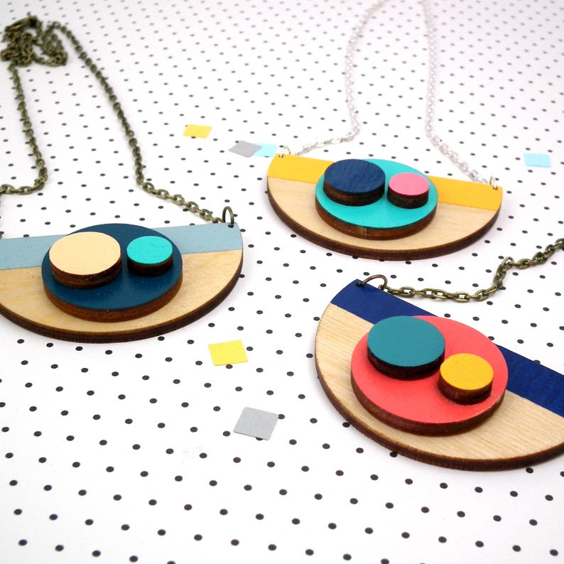 Contemporary Geometric Wooden Necklace image 4