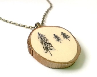Scandi Illustrated Wooden Tree Necklace