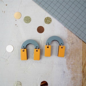 Geometric Arty Arc Contemporary Wooden Stud Earrings