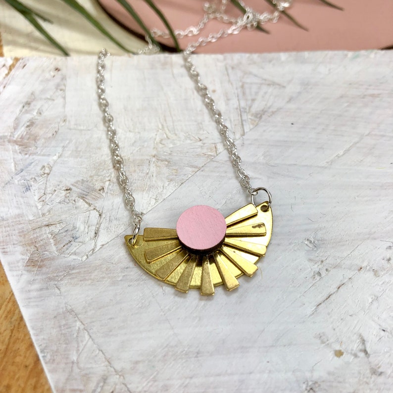 Beautiful Brass Sun Beam Necklace Handmade Gift Eco friendly image 7