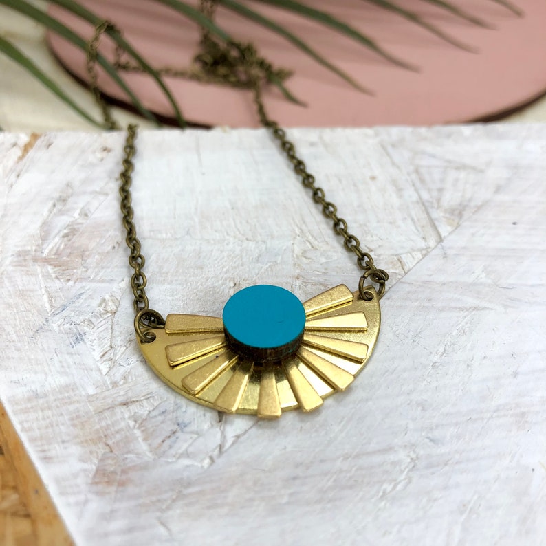 Beautiful Brass Sun Beam Necklace Handmade Gift Eco friendly image 3