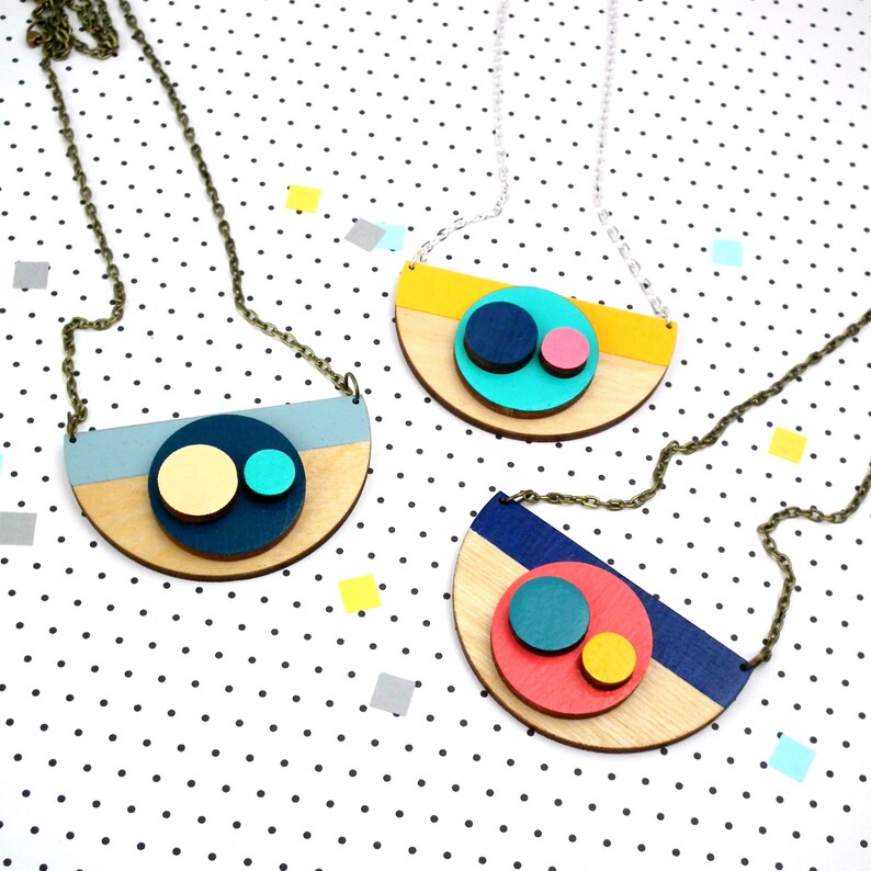 Contemporary Geometric Wooden Necklace image 2