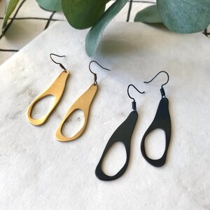 Contemporary Teardrop Brass Earrings, Minimal Drop Earrings, Christmas Gift image 3