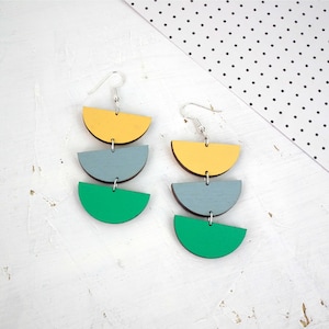 Geometric Semi Circle Drop Earrings image 1