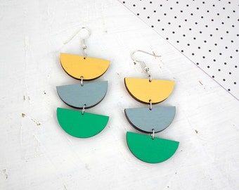 Geometric Semi Circle Drop Earrings