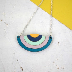 Wooden Rainbow Laser Cut Necklace image 1