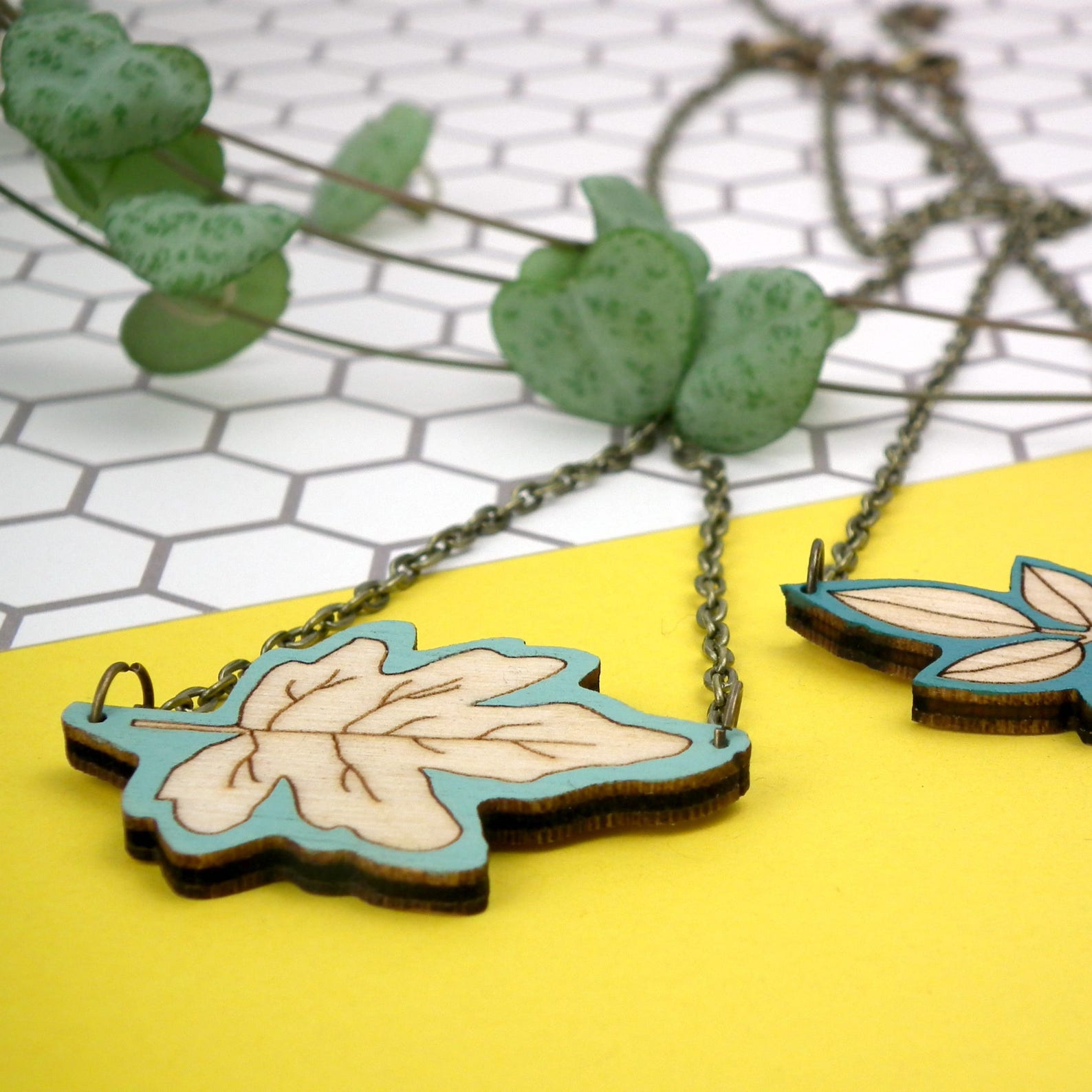 Wooden Leaf Necklace Botanical Jewelry Walnut Field Etsy UK