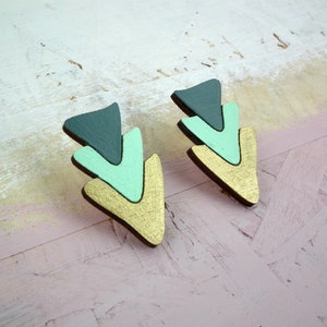 Geometric Eco Triangle Wooden Stud Earrings