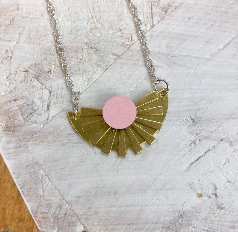 Beautiful Brass Sun Beam Necklace Handmade Gift Eco friendly image 4