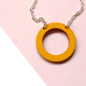 Contemporary Mustard Yellow Geometric Circle Necklace image 4