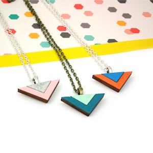 Geometric Wooden Triangle Necklace