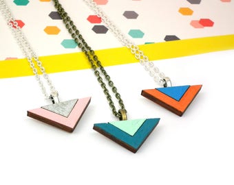 Geometric Wooden Triangle Necklace